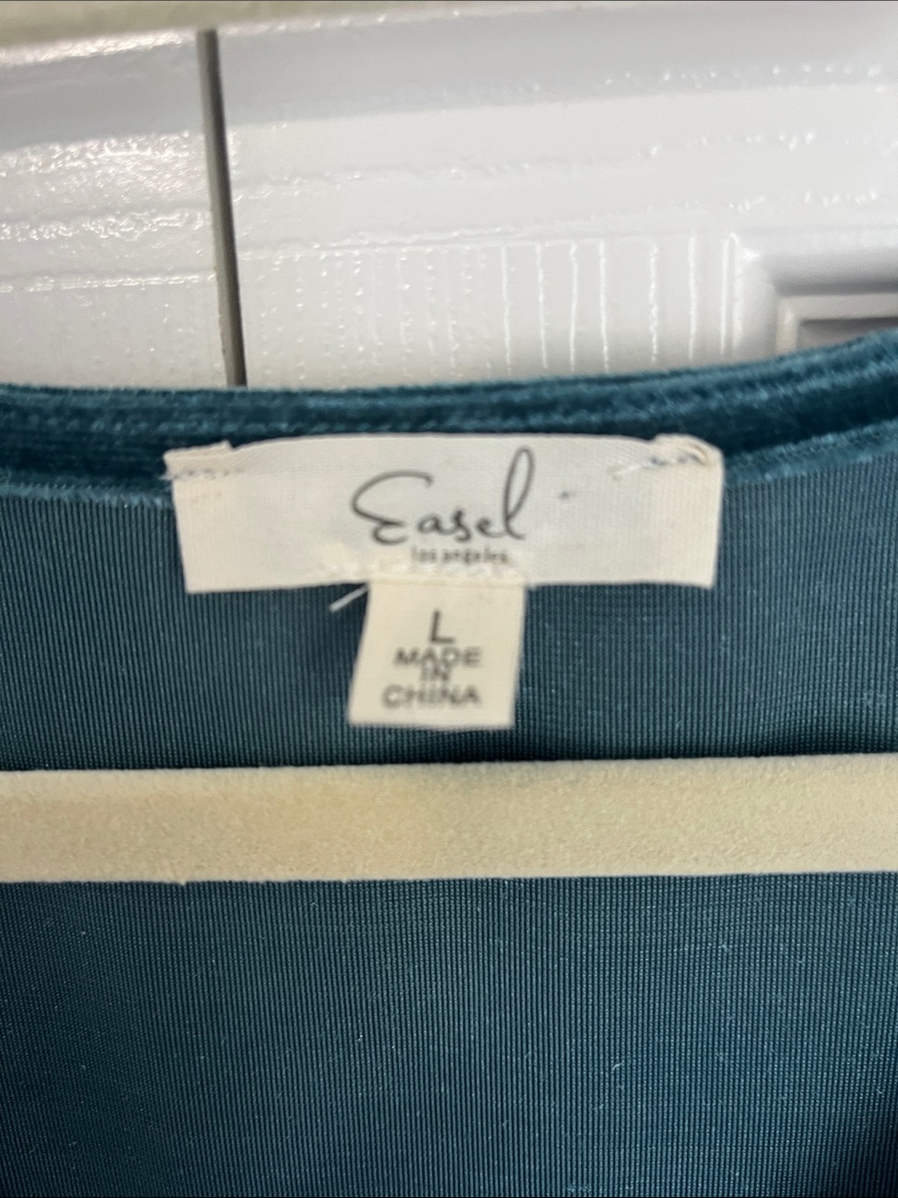 Boho Velvet Embroidered Peasant Top - Teal & Olive - Picture 2 of 5